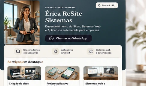 Prévia de vitrine profissional com apresentação, serviços e atendimento pelo WhatsApp